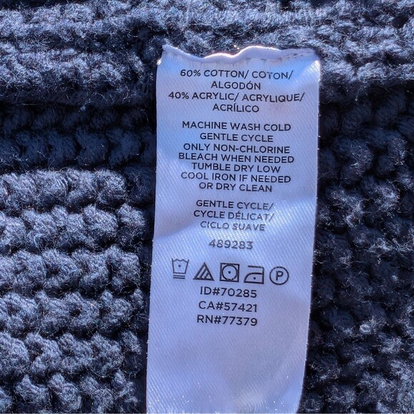 Ann Taylor Medium Blue Open Front Cardigan Sweater Textured Knit Long Duster - Picture 6 of 8